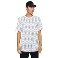 Koton 0D0 Erkek Beyaz Desenli Basic Bisiklet Yaka Slogan Baskılı Geometrik Desenli T-shirt
