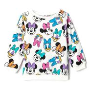 Koton 0D1 Kız Bebek Ekru Desenli Minnie Mouse ve Daisy Duck Baskılı Lisanslı Pamuklu Şadonlu Sweatshirt