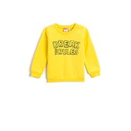 Koton 151 Erkek Bebek Sarı Baskılı Uzun Kollu Bisiklet Yaka Sweatshirt