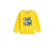 Koton 151 Erkek Bebek Sarı Dinozor Baskılı Uzun Kollu Bisiklet Yaka Sweatshirt