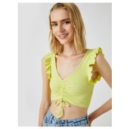 Koton 1YAL18322UK Büzgülü Fırfır Detaylı T-shirt