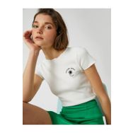 Koton 2YAL18198IK Baskılı Crop Pamuklu Kadın Tişört