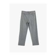Koton 2YKG47957AW Kazayağı Desenli Kemerli Pantolon