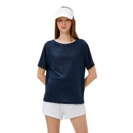 Koton 3SAK10040NK Lacivert Kayık Yaka Kadın T-shirt