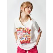 Koton 3SAL10040IK Ekru Pamuklu Kadın T-shirt