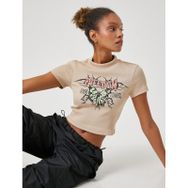 Koton 3SAL10054IK057 Bej Kadın Crop T-Shirt