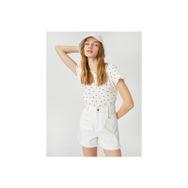 Koton 3SAL10129IK03E Ekru Kadın Crop T-Shirt