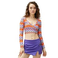Koton 3SAL10195IK 2D0 Turuncu Geometrik Desenli Kadın T-shirt