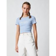 Koton 3SAL10216IK637 Mavi Kadın Crop T-Shirt