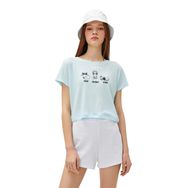Koton 3SAL10285IK657 Mavi Kadın Crop T-Shirt