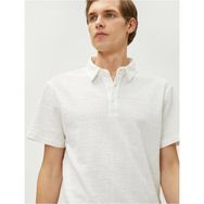 Koton 3SAM10074MK 010 Ekru Erkek Pamuk Jersey Kısa Kol Polo Yaka T-Shirt