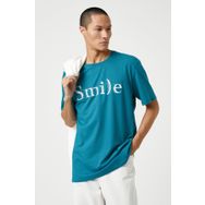 Koton 3SAM10079HK Petrol 700 Erkek Pamuk Jersey T-Shirt