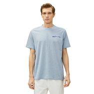 Koton 3SAM10361HK 655 Mavi Slogan Baskılı Erkek T-shirt