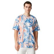Koton 3SAM10395HK Pembe Desenli Bisiklet Yaka Erkek T-shirt