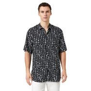 Koton 3SAM60006HW Siyah Desenli 9D9 Erkek Woven Tops Pamuk Gömlek