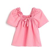 Koton 3SMG60004AW Pembe Fırfırlı Fiyonk Kız Bebek Bluz