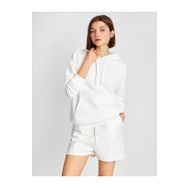 Koton 3WAL10025IK Beyaz Kapüşonlu Kanguru Cepli Sweatshirt