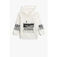 Koton 3WKB10168TK Kırık Beyaz Erkek Çocuk Baskılı Kapüşonlu Sweatshirt