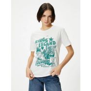 Koton 4SAL10179IK Ekru Kadın T-shirt
