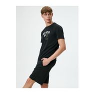 Koton 4SAM10024NK 999 Siyah Jersey Polyester Kısa Kollu Erkek T-shirt