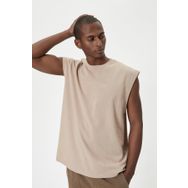 Koton 4SAM30005MK 050 Bej Pamuk Jersey Kolsuz Erkek T-shirt