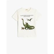 Koton 4SKB10038TK 010 Ekru Jersey Pamuk Kısa Kollu Erkek Çocuk T-shirt