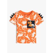 Koton 4SMB10029TK 2D2 Turuncu Dinozor Baskılı Erkek Bebek T-shirt
