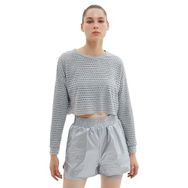 Koton 4WAK10107NK Gri Delikli Crop Kadın T-shirt