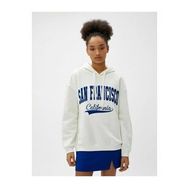 Koton 4WAL10016IK Kapüşon Yaka Baskılı Ekru Kadın Sweatshirt