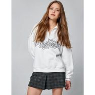 Koton 4WAL10031IK Ekru Baskılı Kapüşonlu Kadın Sweatshirt