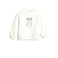 Koton 4WKG10047AK Beyaz Baskılı Kapüşonlu Kız Çocuk Sweatshirt