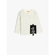 Koton 4WMB10160TK Ekru Slogan Baskılı Erkek Bebek T-shirt