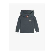 Koton 4WMB10181TK Mavi Basic Kapüşonlu Bebek Sweatshirt