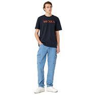 Koton 720 Erkek Lacivert Dokuma Yazı İşlemeli Bisiklet Yaka Kısa Kollu T-shirt