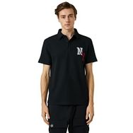 Koton 999 Erkek Siyah Kolej Polo Yaka Düğme Detaylı İşlemeli T-shirt