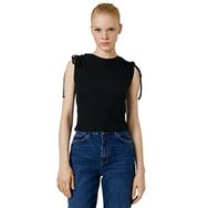 Koton 999 Kadın Siyah Crop Kolsuz Omzu Büzgü Detaylı T-shirt