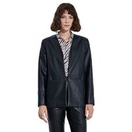 Koton 999 Kadın Siyah Deri Görünümlü Blazer Ceket