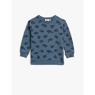 Koton Baskili Pamuklu Bisiklet Yaka Uzun Kollu Sweatshirt 1YMB18207ZK