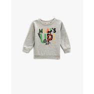 Koton Erkek Slogan Baskili Uzun Kollu Bisiklet Yaka Sweatshirt Yeşil 1KAM71602LK660XXL