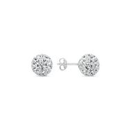 Kovac 925 Ayar 10 mm Top Model Kristal Taşlı Kadın Gümüş Küpe