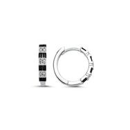 Kovac 925 Ayar 18 mm Halka Model Siyah Zirkon Taşlı Kadın Gümüş Küpe