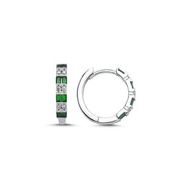 Kovac 925 Ayar 18 mm Halka Model Zümrüt Taşlı Kadın Gümüş Küpe