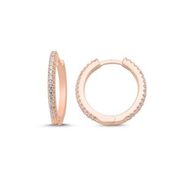 Kovac 925 Ayar 20 mm Tamtur Halka Model Rose Kaplama Zirkon Taşlı Kadın Gümüş Küpe