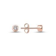 Kovac 925 Ayar 4 mm Yuvarlak Tektaş Model Rose Kaplama Zirkon Taşlı Kadın Gümüş Küpe