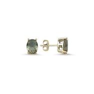 Kovac 925 Ayar 6x8 mm Oval Tektaş Model Altın Kaplama Sultanit Taşlı Kadın Gümüş Küpe