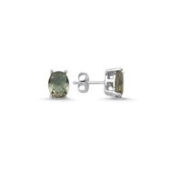 Kovac 925 Ayar 6x8 mm Oval Tektaş Model Sultanit Taşlı Kadın Gümüş Küpe