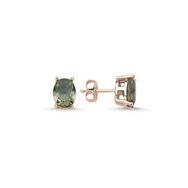 Kovac 925 Ayar 8x10 mm Oval Tektaş Model Rose Kaplama Sultanit Taşlı Kadın Gümüş Küpe
