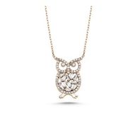 Kovac 925 Ayar Baykuş Model Rose Kaplama Zirkon Taşlı Kadın Gümüş Kolye