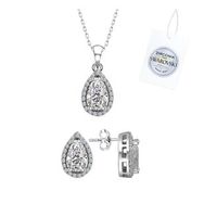 Kovac 925 Ayar Damla Model Swarovski Zirconia Taşlı Kadın Gümüş Set