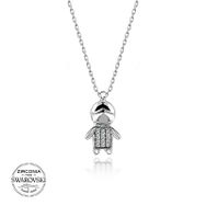 Kovac 925 Ayar Erkek Çocuğu Model Swarovski Zirconia Taşlı Kadın Gümüş Kolye